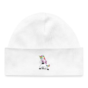 Ravew Unicorns Line Black Logo 18+ - Baby Organic Mütze - Weiß - Vorne