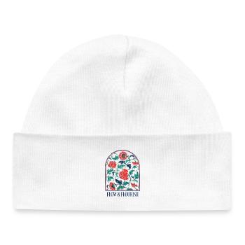 Flow & Flourish Flower Ornament - Baby Organic Beanie - white - Front