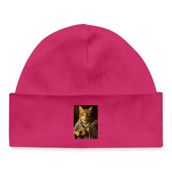 Chat au Ukulélé - Bonnet bébé bio - blanc - Devant