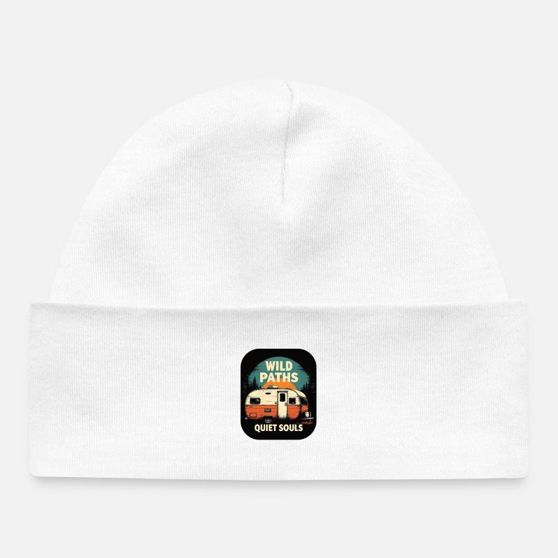 Camping live - Wild Paths Quiet Souls Camper Art - Bonnet bébé bio - blanc