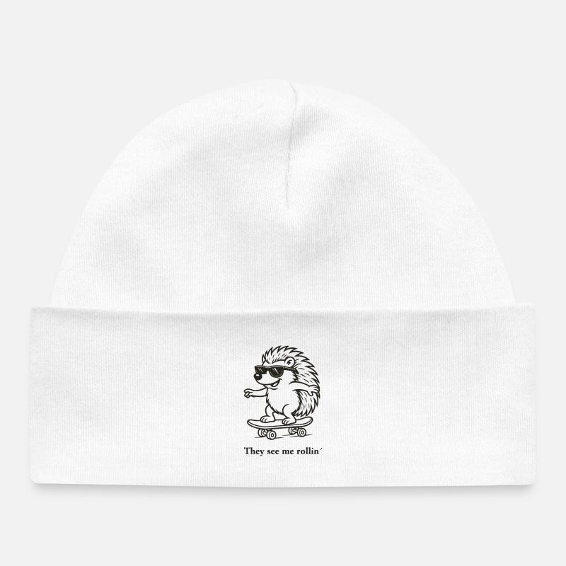 Ils me voient rouler ́ - Bonnet bébé bio - blanc