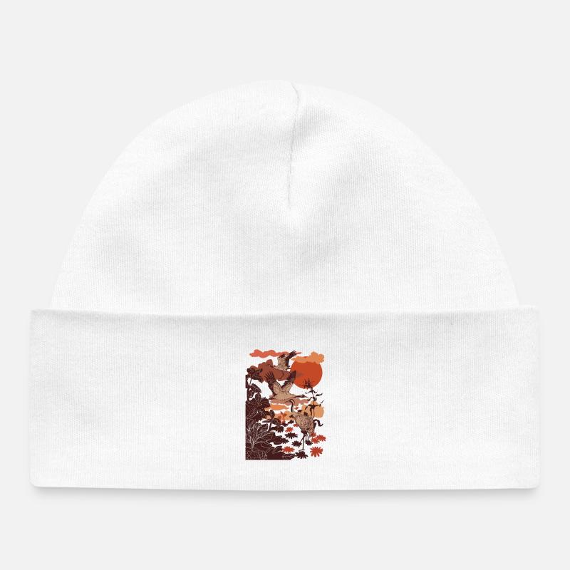 CRANES - Baby Organic Beanie - white