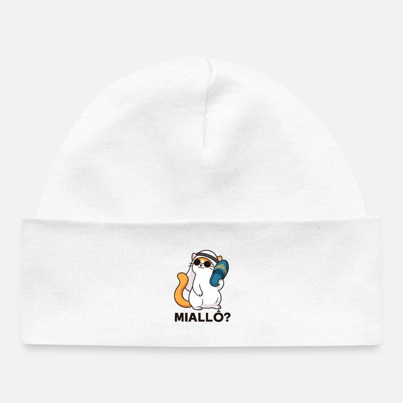 Chatpelle #1 - Miallô? - Bonnet bébé bio - blanc