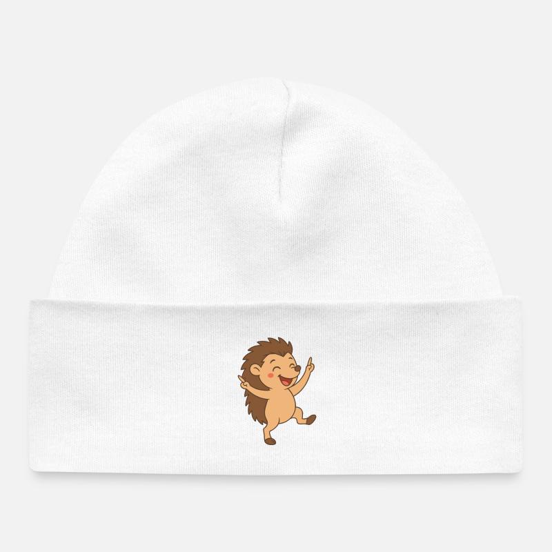 Bébé hérisson dansant petit ami - Bonnet bébé bio - blanc