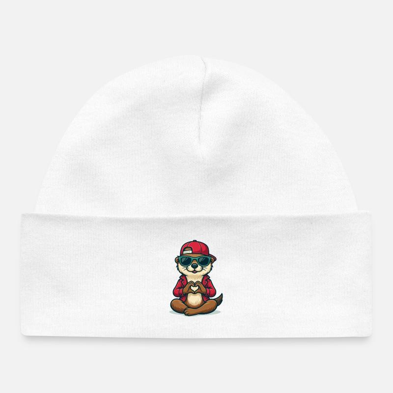 Loutre amoureuse - Bonnet bébé bio - blanc