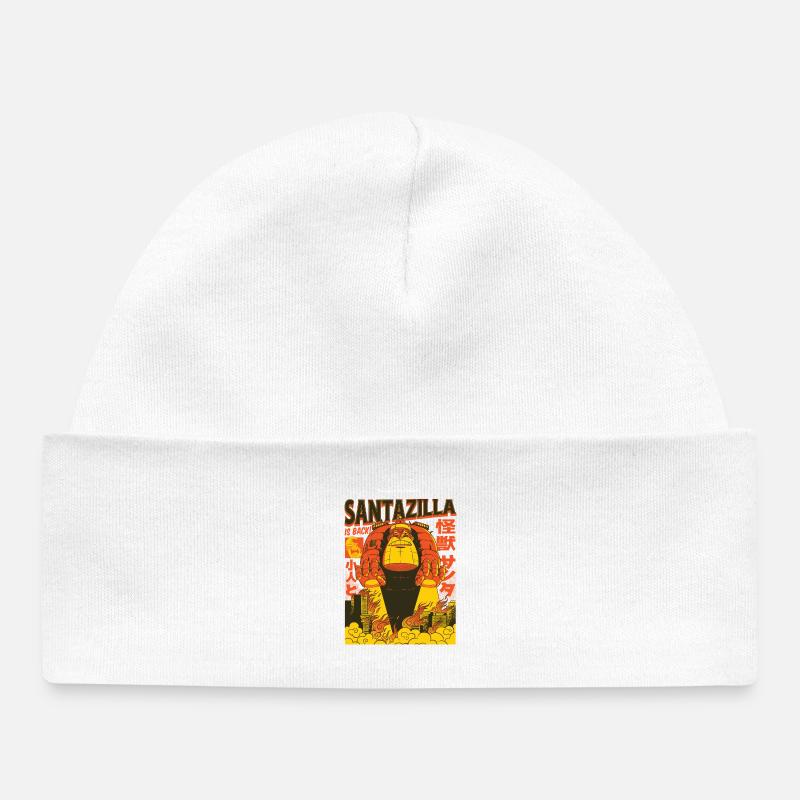 Géant Père Noël en mode Kaiju Retro - Bonnet bébé bio - blanc