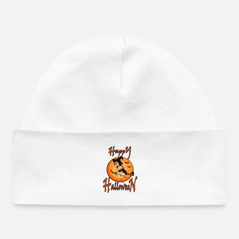 Sorcière d’Halloween - Bonnet bébé bio - blanc