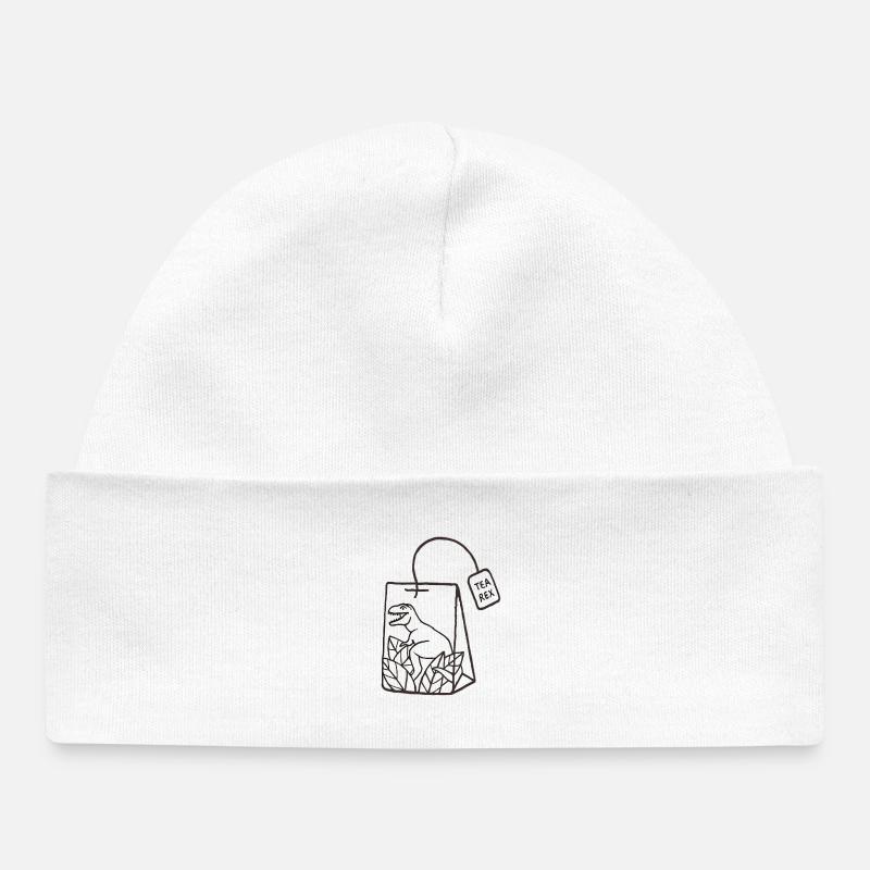 Conception de sachet de thé dinosaure - Bonnet bébé bio - blanc