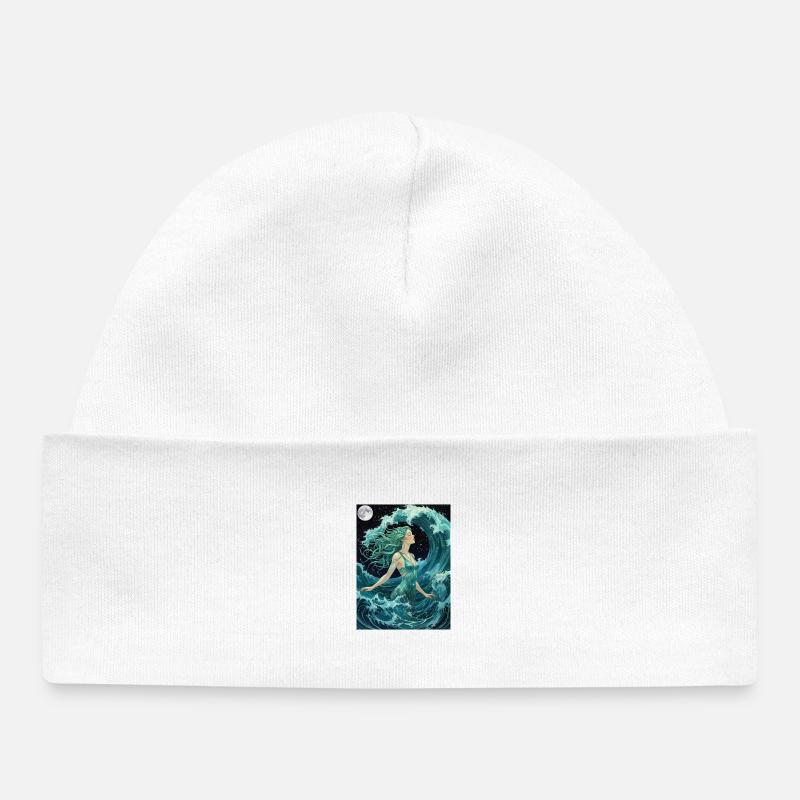 Déesse de la mer océanique - Bonnet bébé bio - blanc