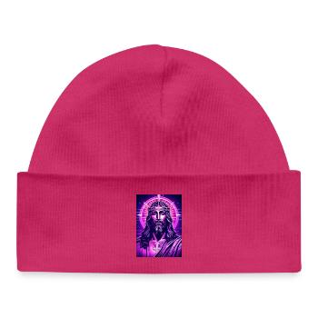 Neon Jesus with halo - Baby Organic Beanie - white - Front