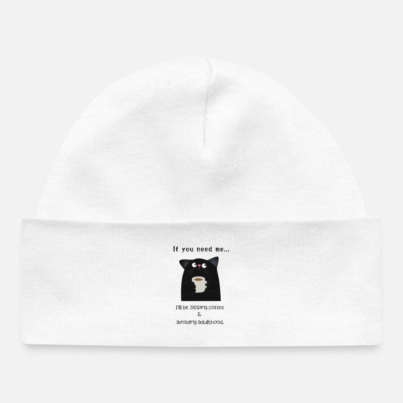 Funny Cat Coffee – Éviter l’âge adulte - Bonnet bébé bio - blanc