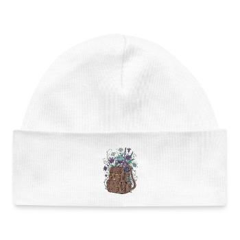 Unusual Bag with a Floral Motif - Baby Organic Beanie - white - Front