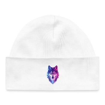 Geometrischer Wolf in Neonfarben - Baby Organic Mütze - Weiß - Vorne