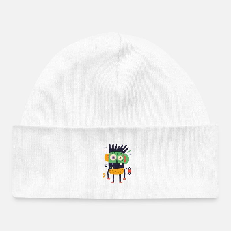 Monstre fou coloré - Bonnet bébé bio - blanc
