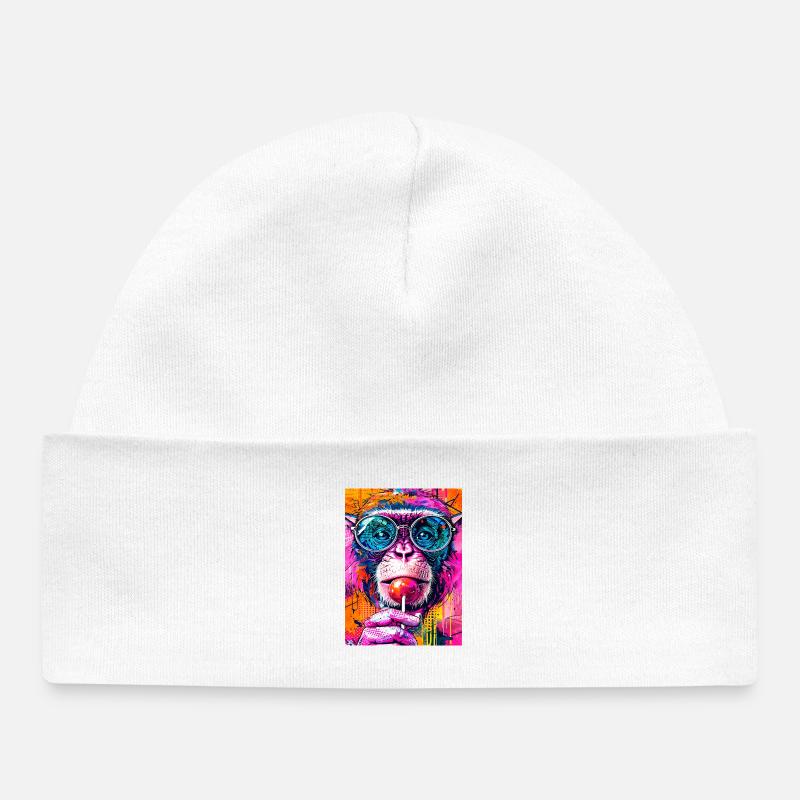 Grande combinaison psychédélique avec lunettes et sucette - Bonnet bébé bio - blanc
