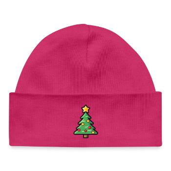 Festive Christmas Tree Cartoon Design - Baby Organic Beanie - white - Front