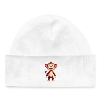 singe chimpanzé mignon illustration zoo animal drôle - Bonnet bébé bio - blanc - Devant