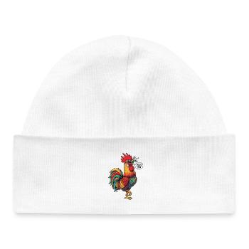 Coq coloré avec des lunettes de soleil - Bonnet bébé bio - blanc - Devant