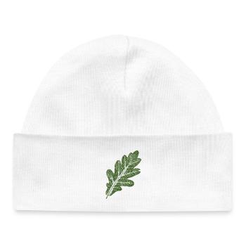 Feuille de chêne / Vert - Bonnet bébé bio - blanc - Devant