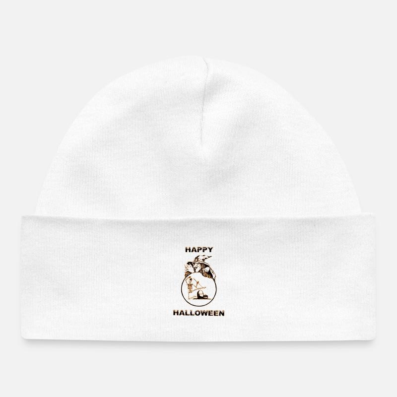 Conception de sort de sorcière d'Halloween - Bonnet bébé bio - blanc