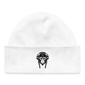 Beat Monkey Head Bass Drop Edition Shirt - Baby Organic Beanie - white - Front