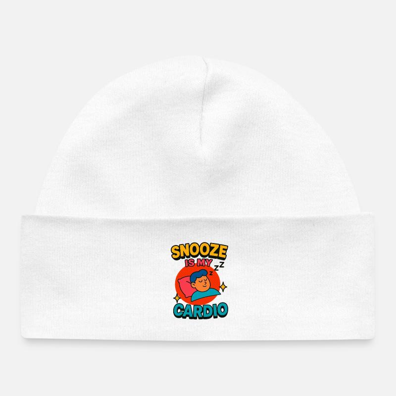 Snooze est mon cardio - Bonnet bébé bio - blanc