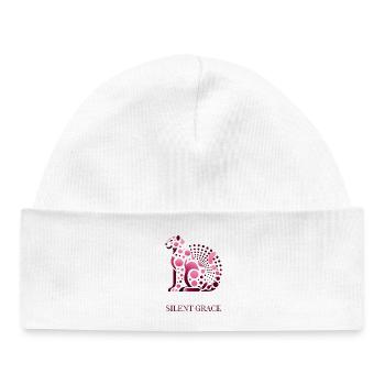 Silent Grace  elegante Katze - Baby Organic Mütze - Weiß - Vorne