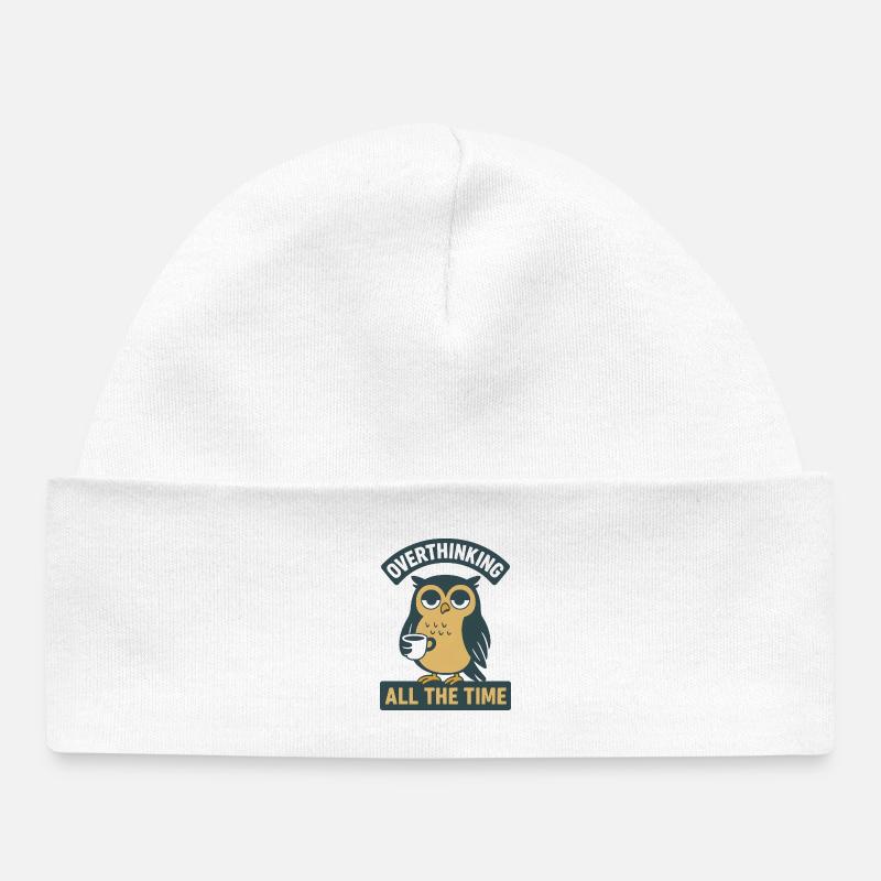 Repensez toujours le motif de la chouette - Bonnet bébé bio - blanc
