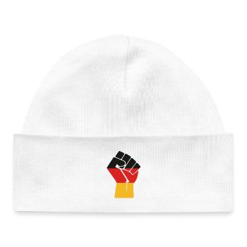 Flaggenfaust Kraft der Einheit - Baby Organic Mütze - Weiß - Vorne