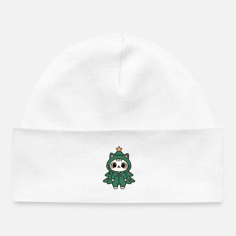Chaton Noël Arbre Costume - Bonnet bébé bio - blanc