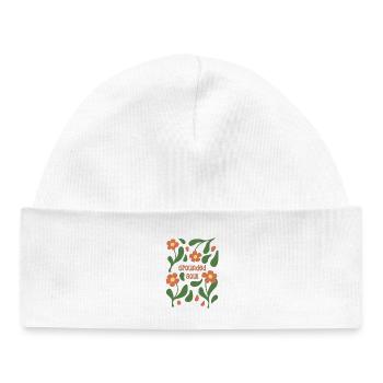 Grounded Soul Floral Pattern - Baby Organic Beanie - white - Front