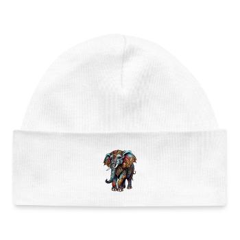 Ornement Éléphant Art - Bonnet bébé bio - blanc - Devant