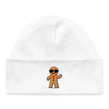 Gingerbread Mann mit Sonnenbrillen - Baby Organic Mütze - Weiß - Vorne