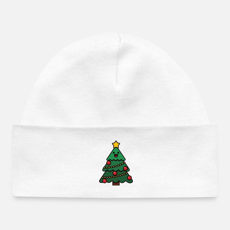 Petit sapin de Noël - Bonnet bébé bio - blanc