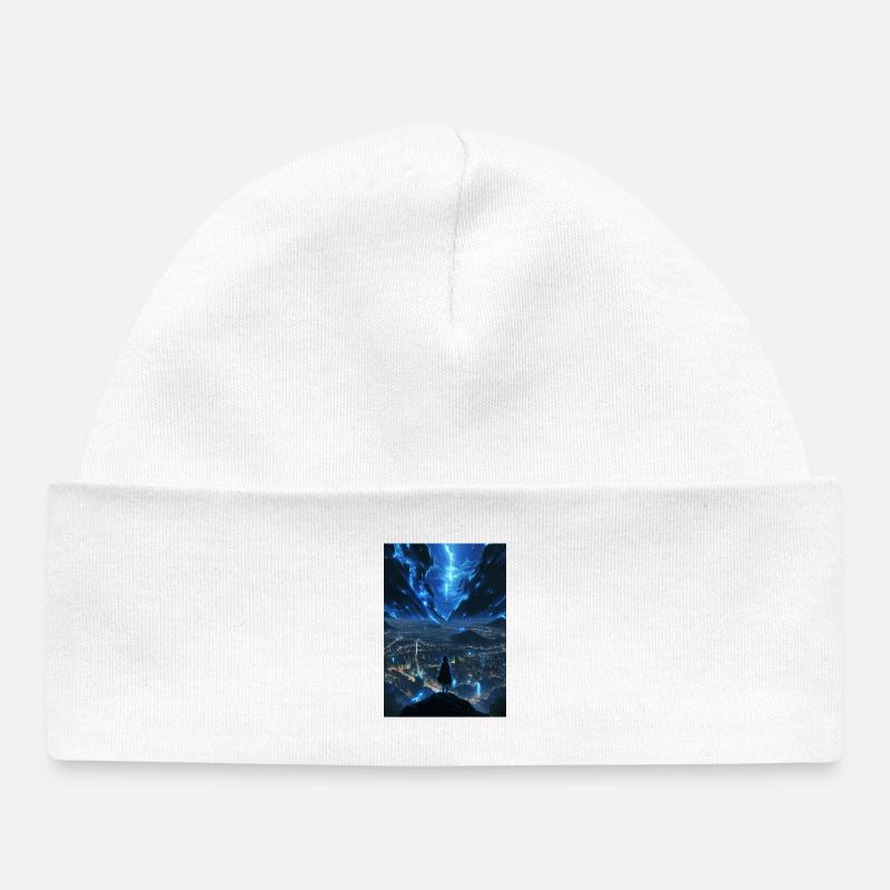 Cité lumineuse sous ciel électrique - Bonnet bébé bio - blanc