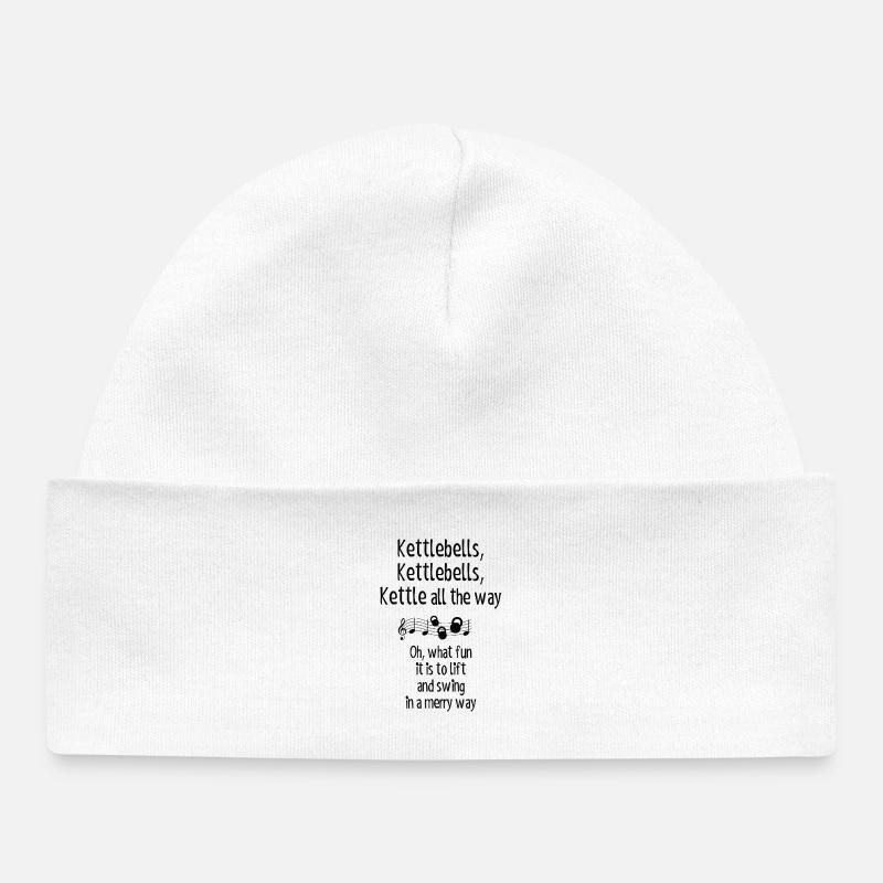 Kettlebells, jinglebells - meilleur cadeau - Bonnet bébé bio - blanc