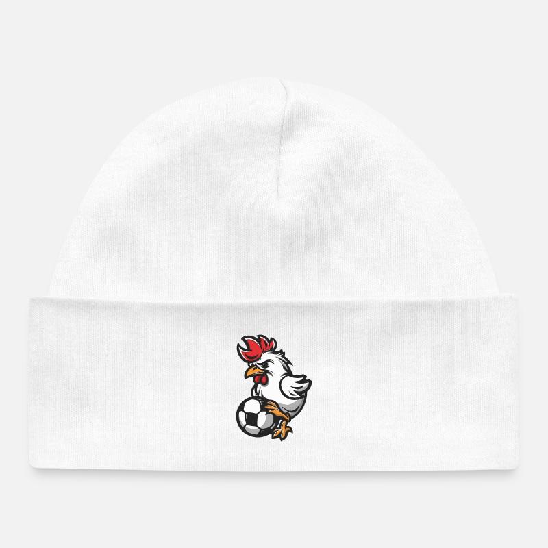Coq Football Bande dessinée - Bonnet bébé bio - blanc