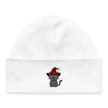 Noël chat - Bonnet bébé bio - blanc - Devant