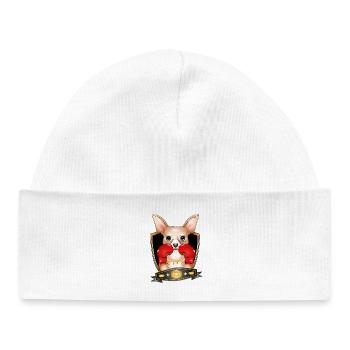 Boxender Chihuahua – Lustiges Boxer Motiv - Baby Organic Mütze - Weiß - Vorne