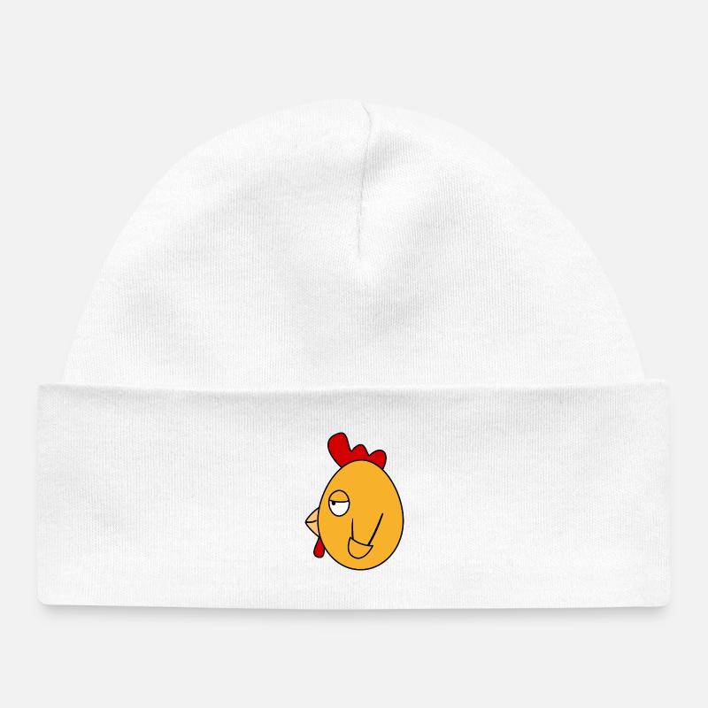 Fonzie Chicken – rebelle rockabilly décontracté - Bonnet bébé bio - blanc