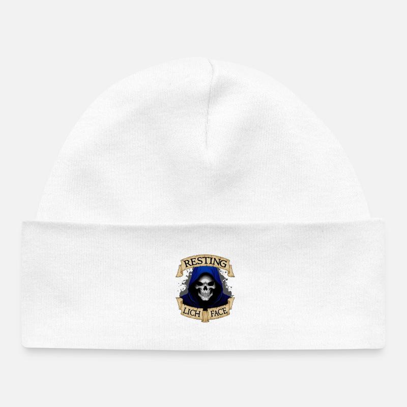 Resting Lich Face - Baby Organic Beanie - white