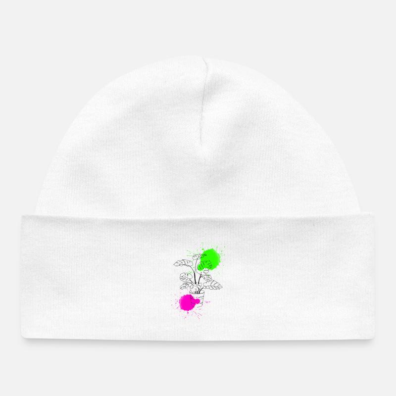 Funky Monstera - Bonnet bébé bio - blanc