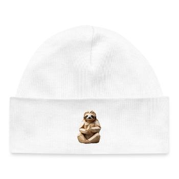 Polygon Sloth Snuggle Design - Baby Organic Beanie - white - Front