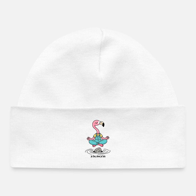 Flamant en lévitation yoga zen - Bonnet bébé bio - blanc