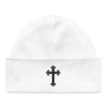 Symbole de croix chrétien - Bonnet bébé bio - blanc - Devant