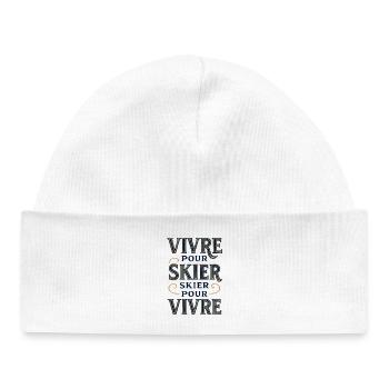 Live to Ski, Ski to Live - Baby Organic Beanie - white - Front