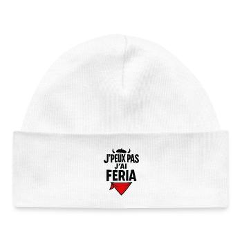 J'peux pas j'ai féria  - Bonnet bébé bio - blanc - Devant