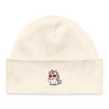 Cute Kawaii Unicorn with Sunglasses Adorable Pas - Bonnet bébé bio - blanc - Devant