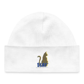 Slay Cat Checker Silhouette - Baby Organic Beanie - white - Front