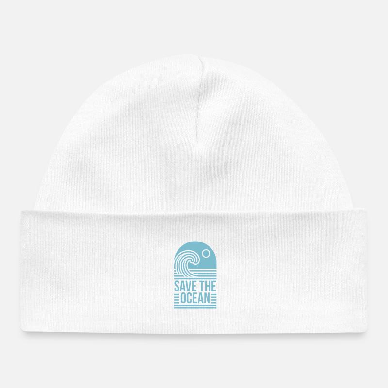 Citations d’activiste pour sauver l’océan sur l’esthétique rétro - Bonnet bébé bio - blanc